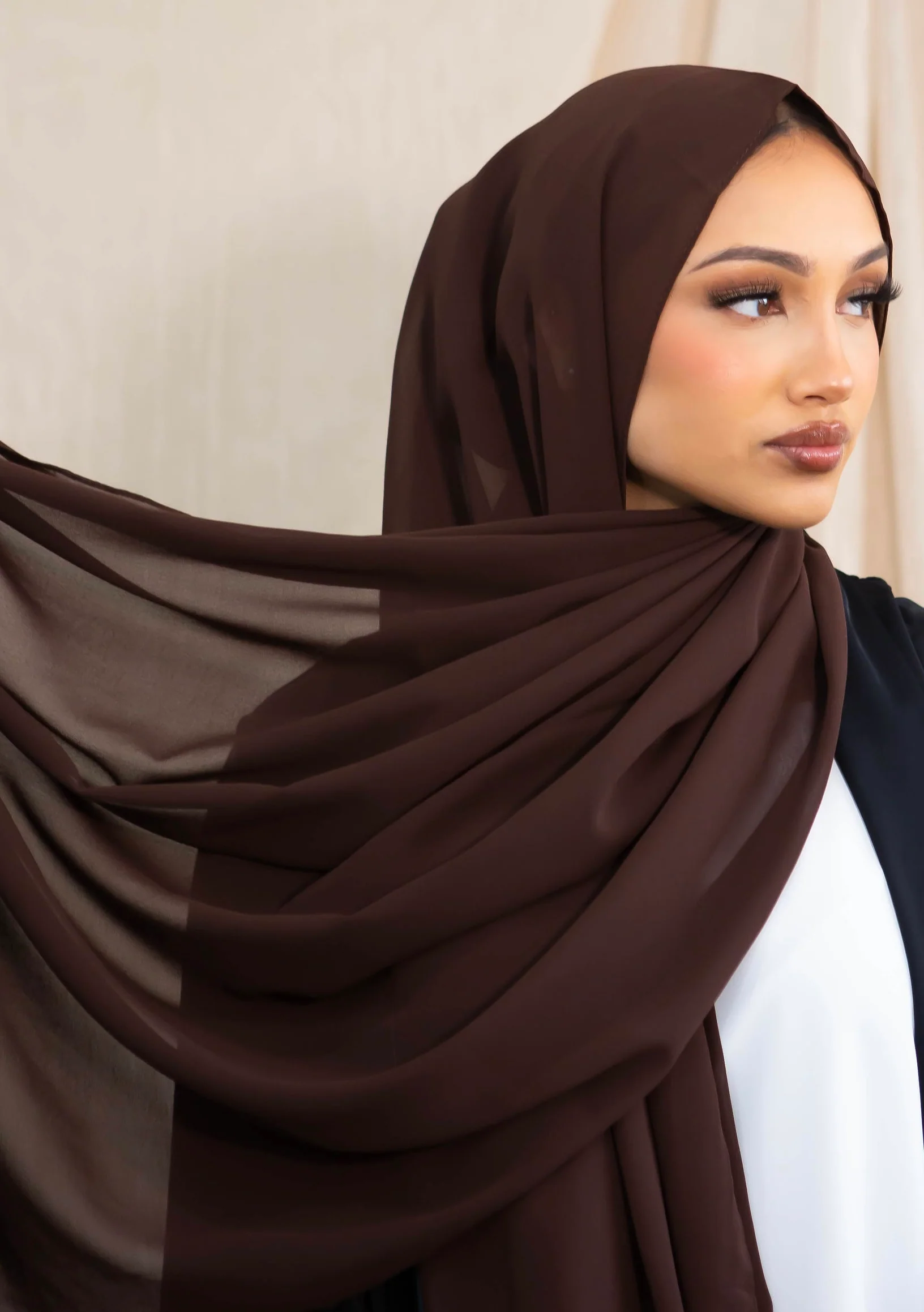 Chiffon Hijab - Dark Walnut - Image 2