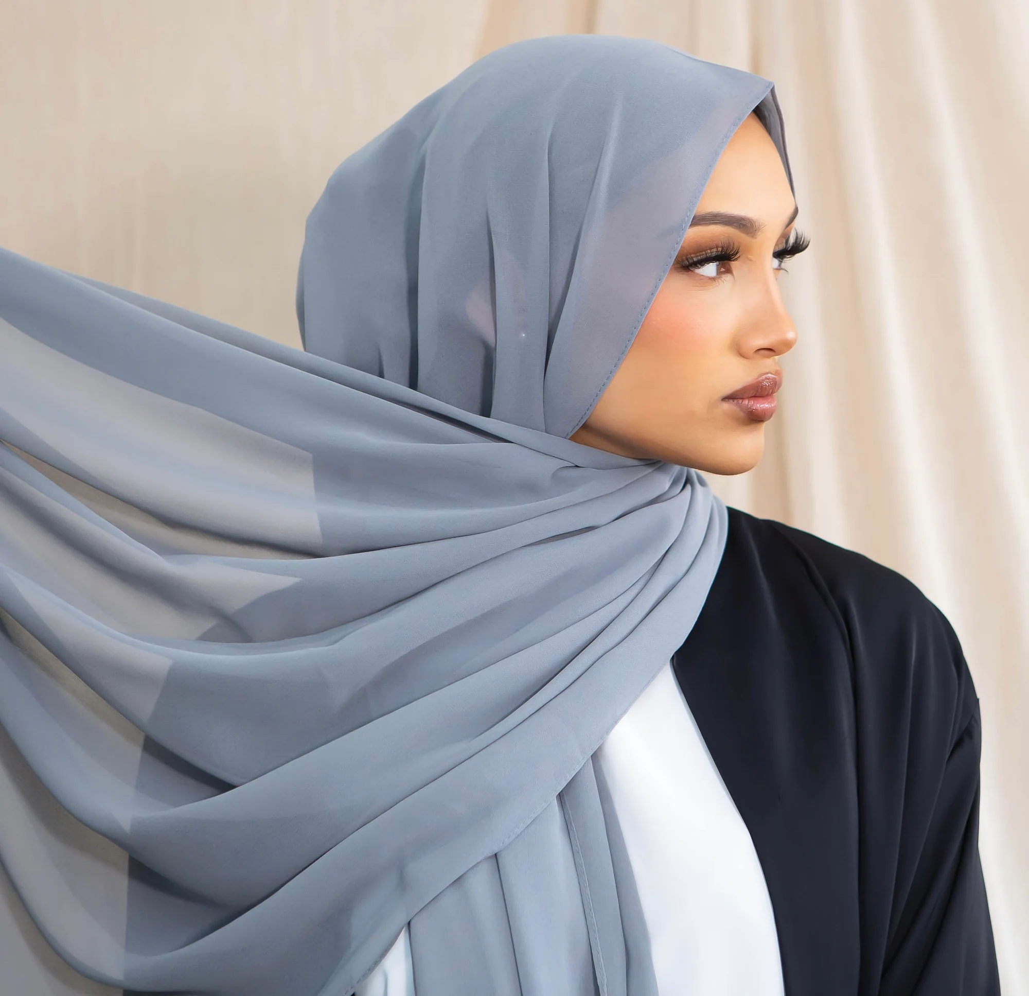 Chiffon Hijab - Grey - Image 3