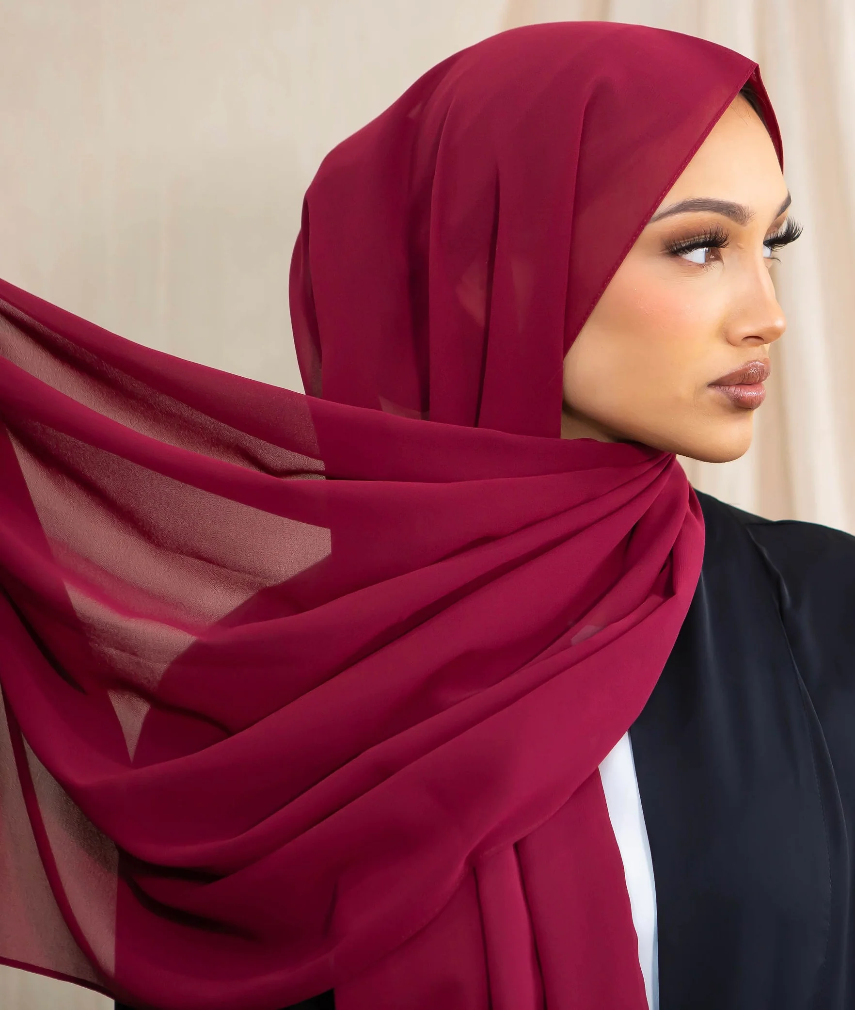 Chiffon Hijab - Maroon - Image 3