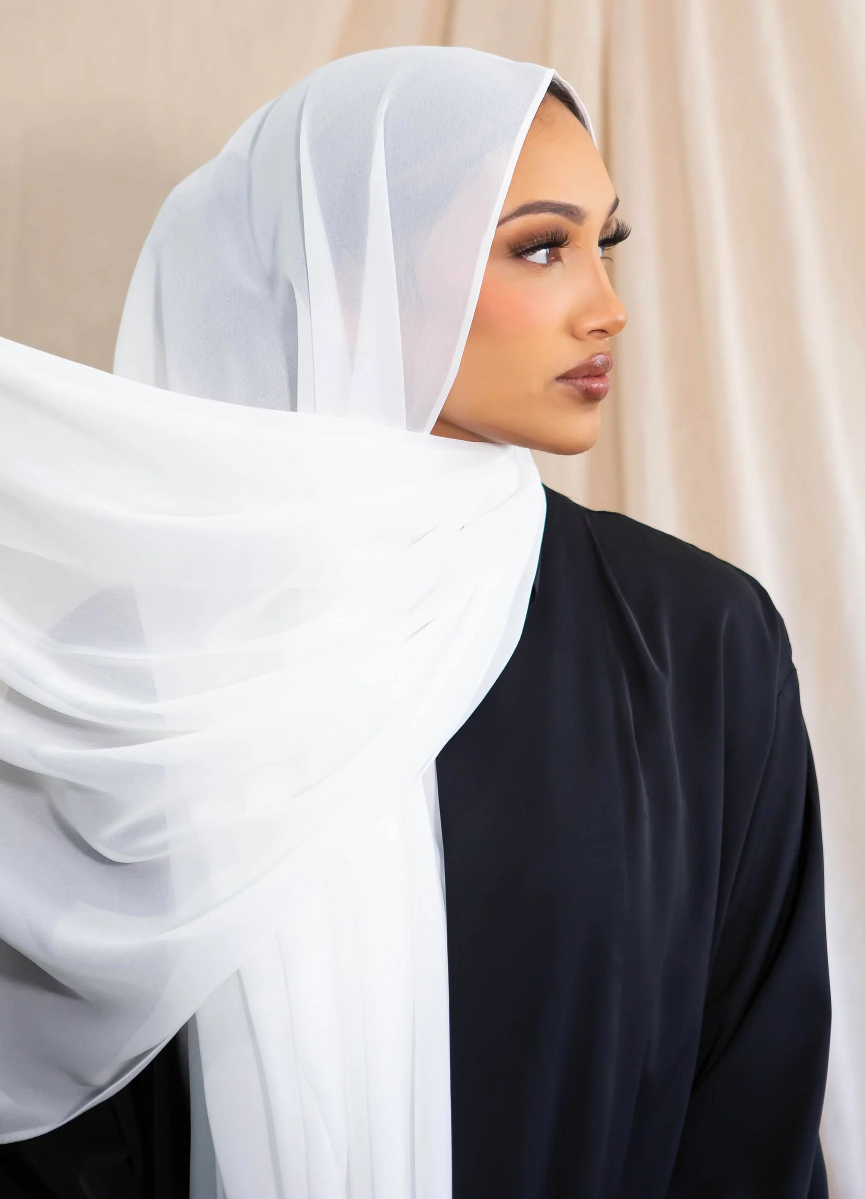 Chiffon Hijab - White - Image 3