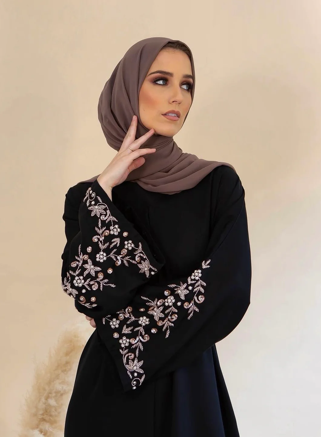 Dana Embellished Sleeve Abaya - Image 7