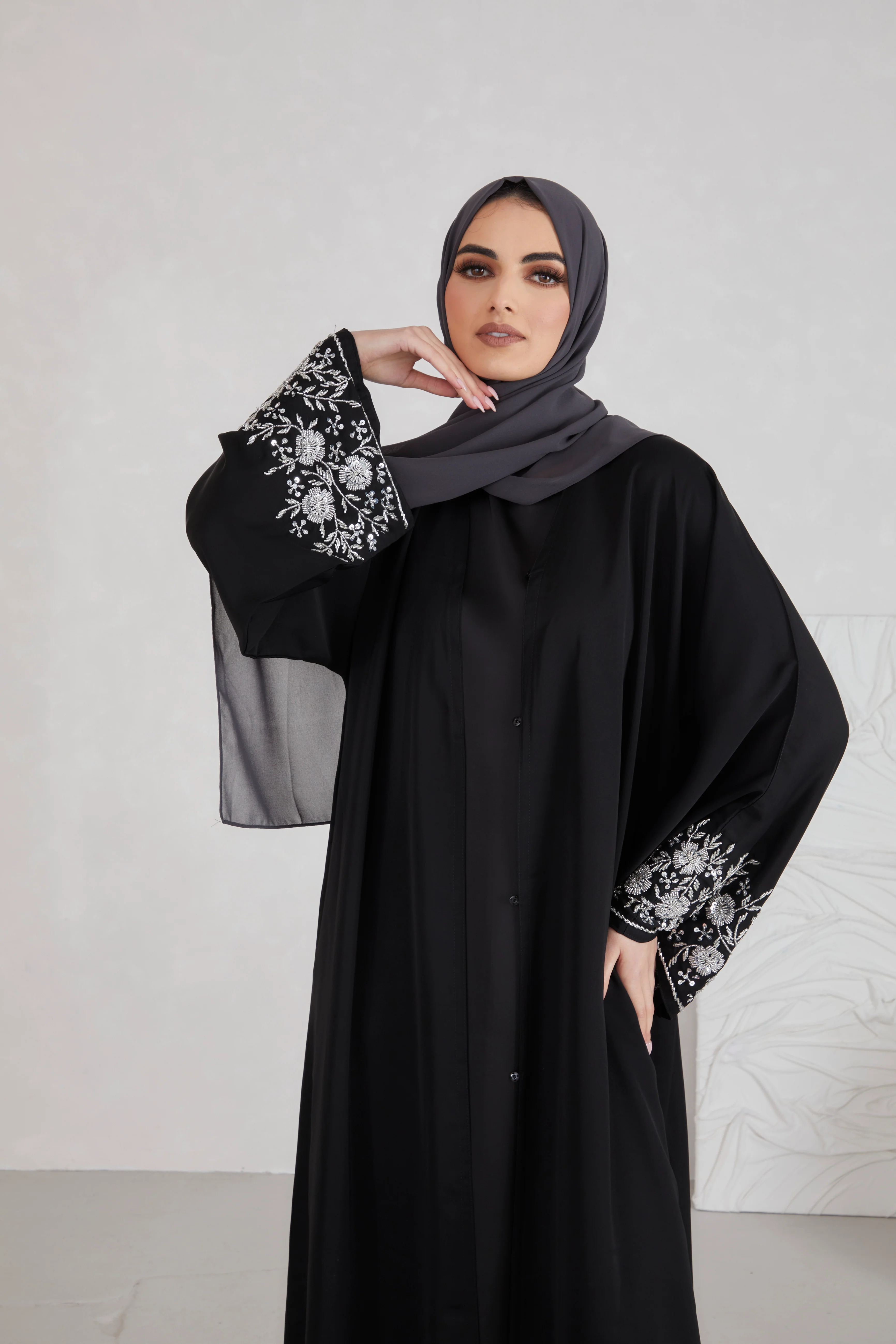 Haya Embellished Sleeve Abaya - Image 4