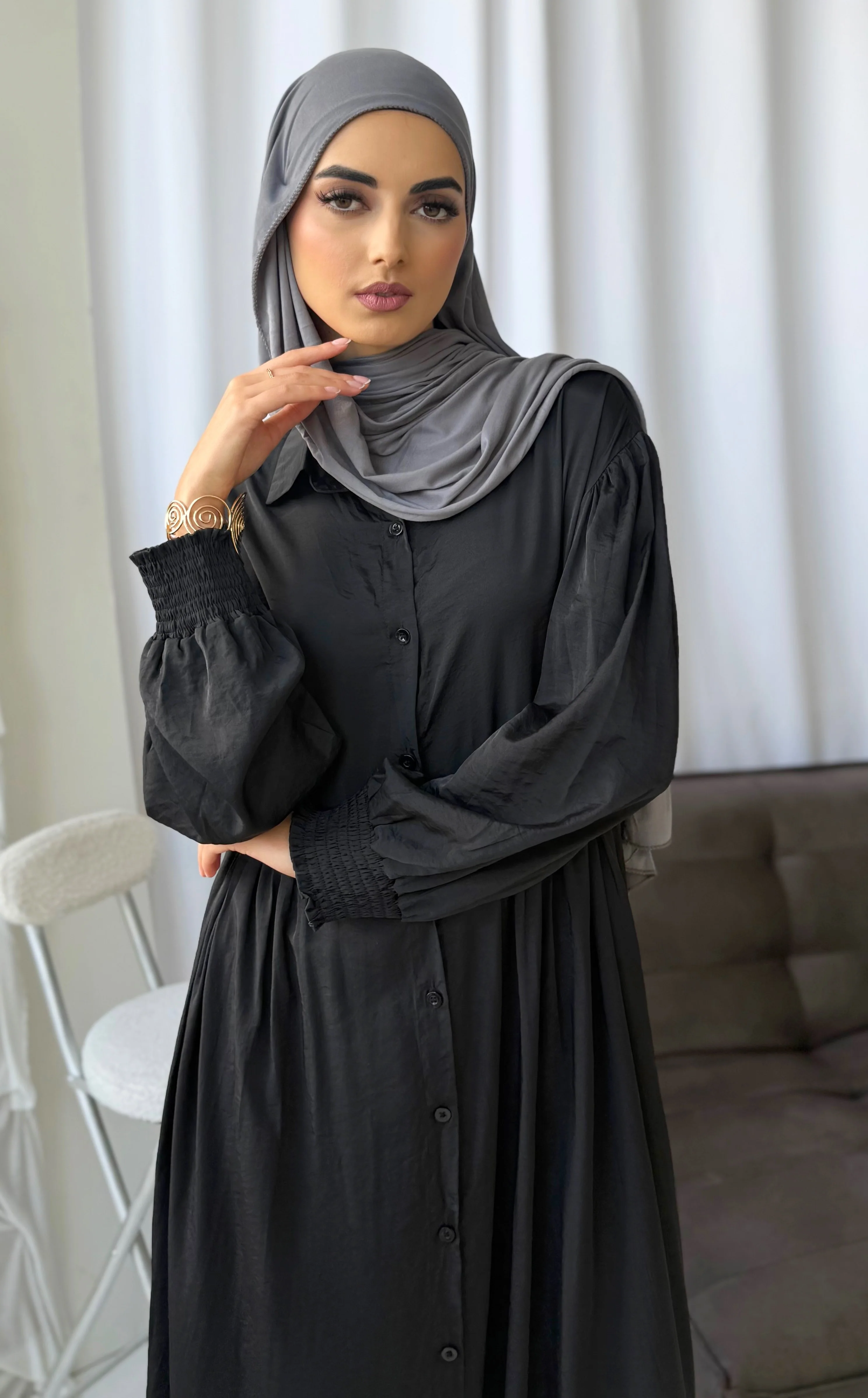 Long Shirt Dress - Black - Image 3