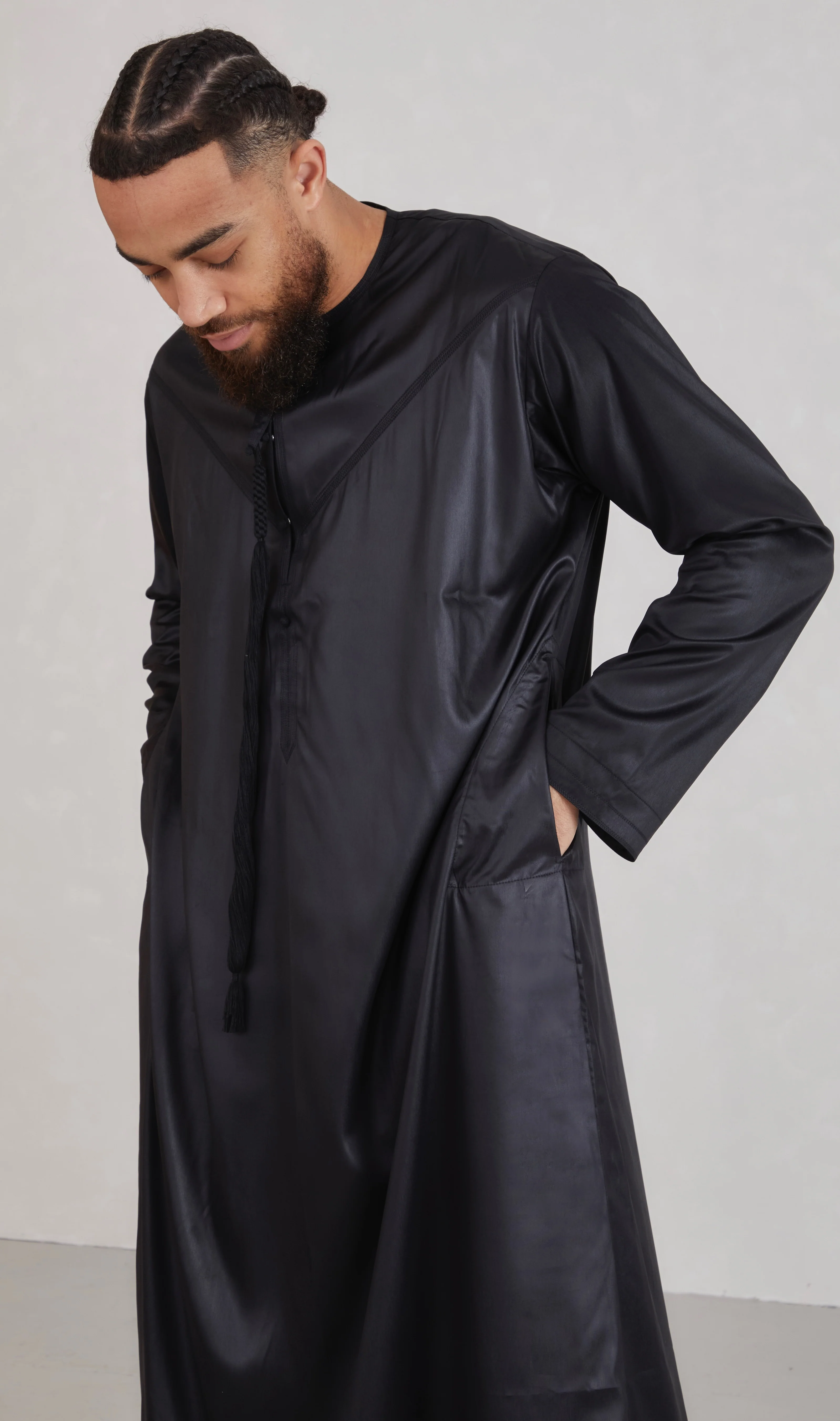 Men's Emirati Thobe - Black - Image 3