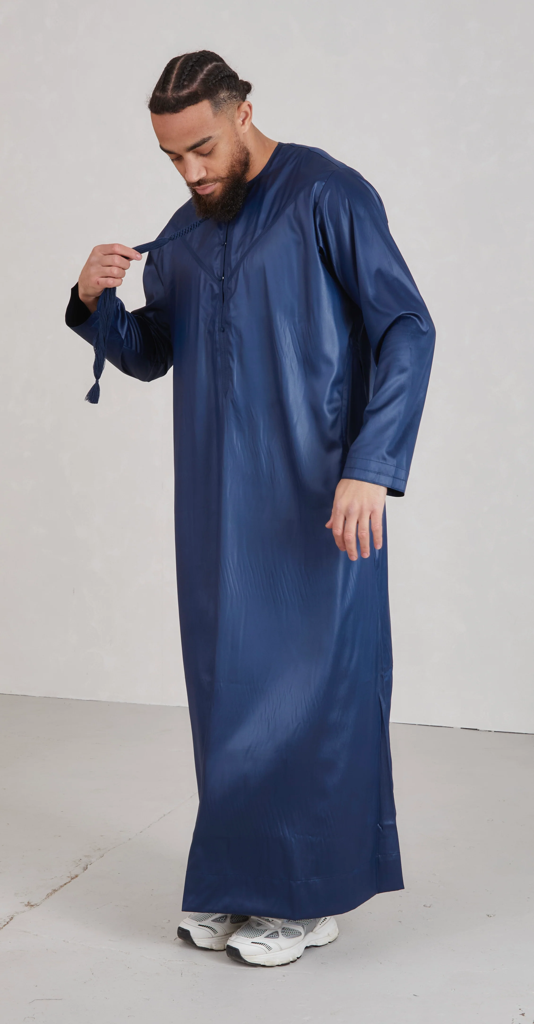 Men's Emirati Thobe - Navy - Image 4