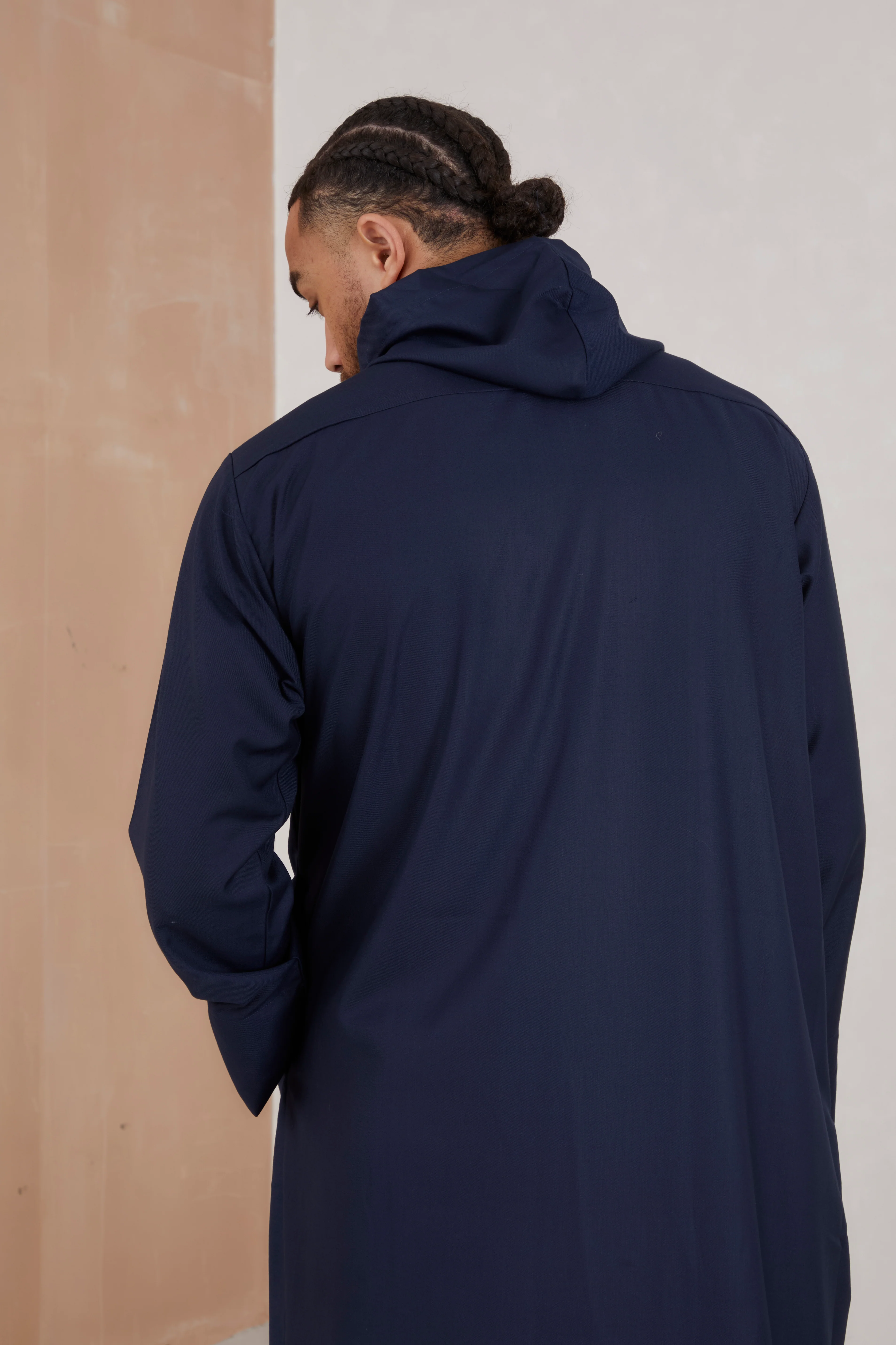 Men's Hooded Thobe - Navy - Image 3