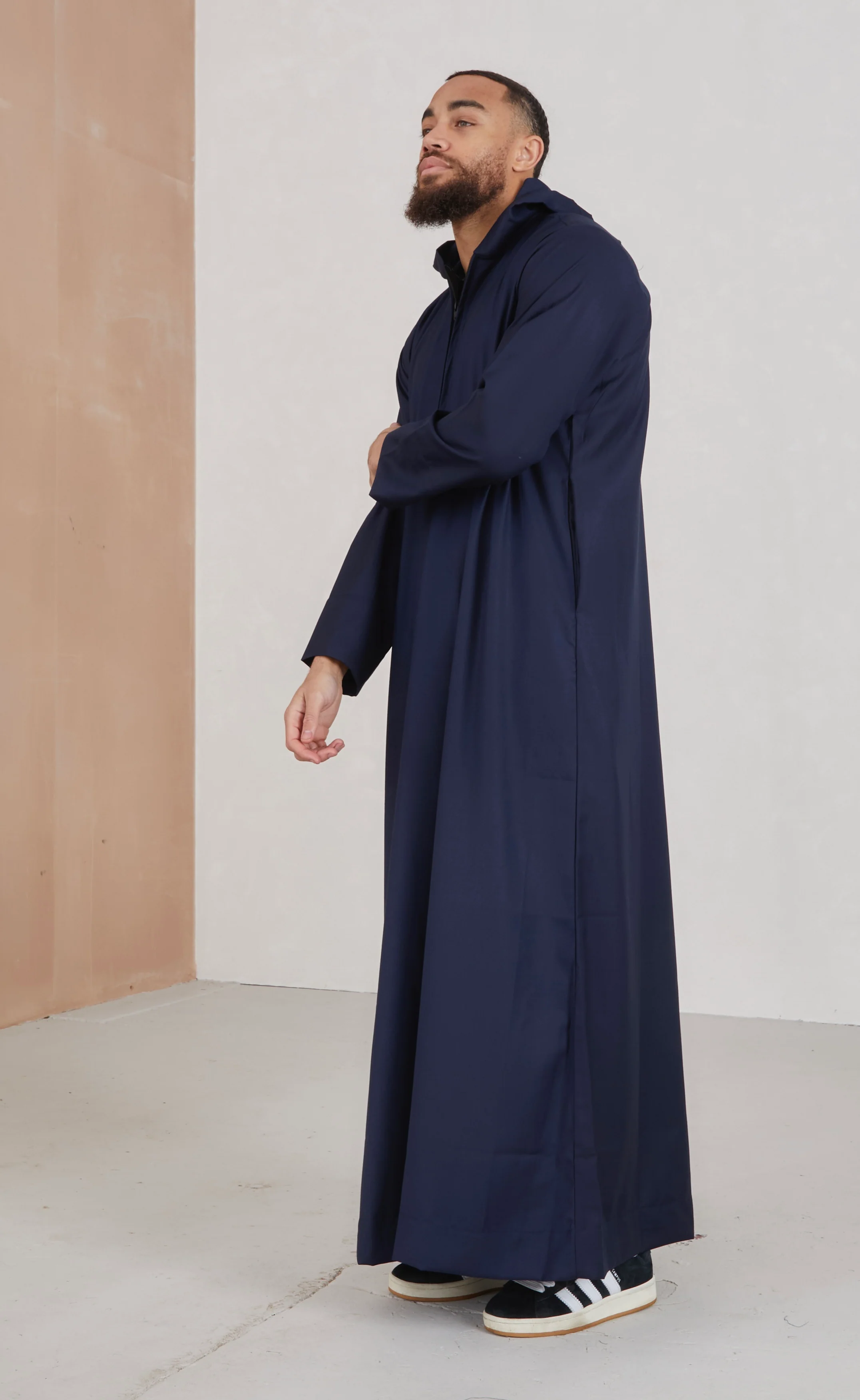 Men's Hooded Thobe - Navy - Image 4
