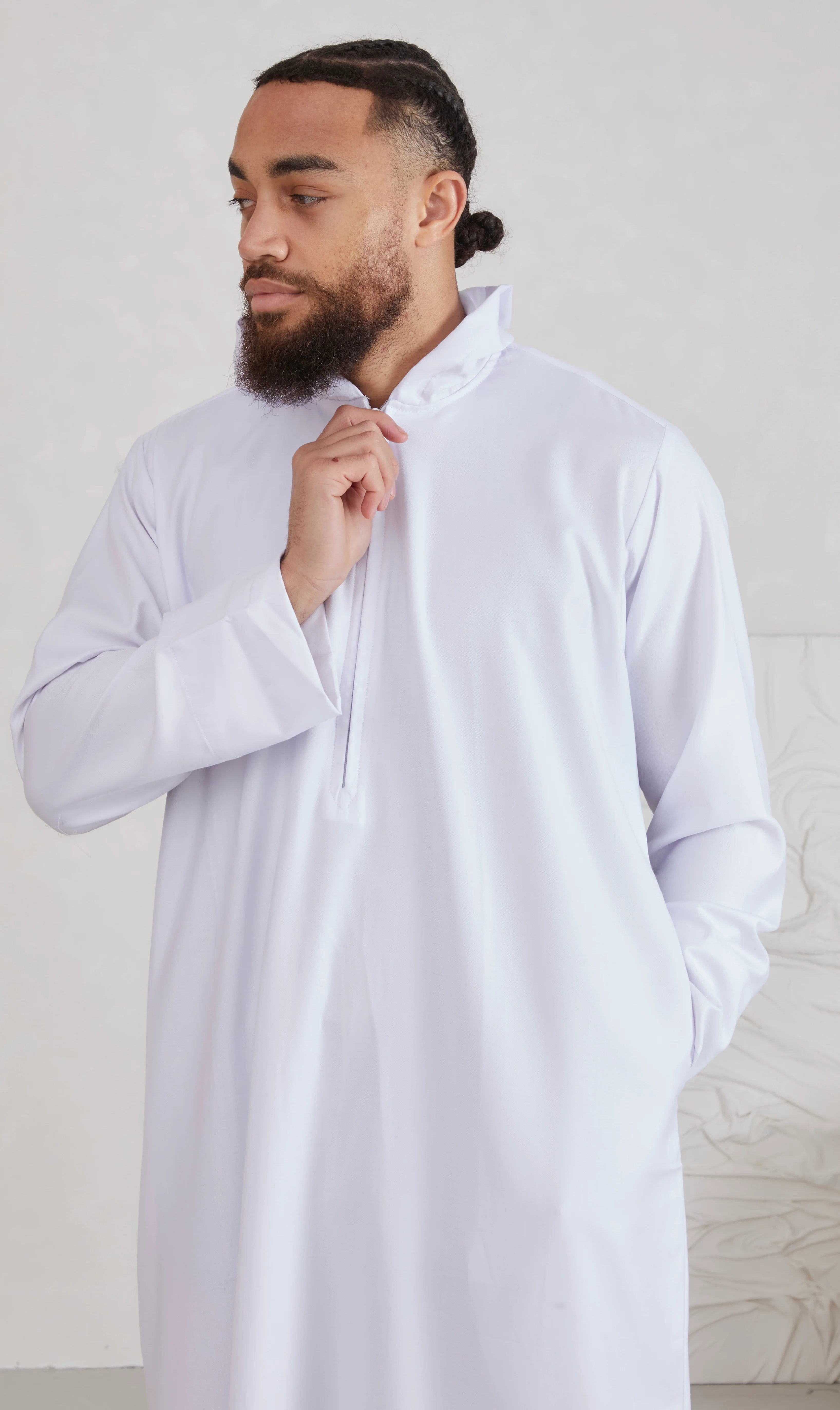 Men's Hooded Thobe - White - Image 4