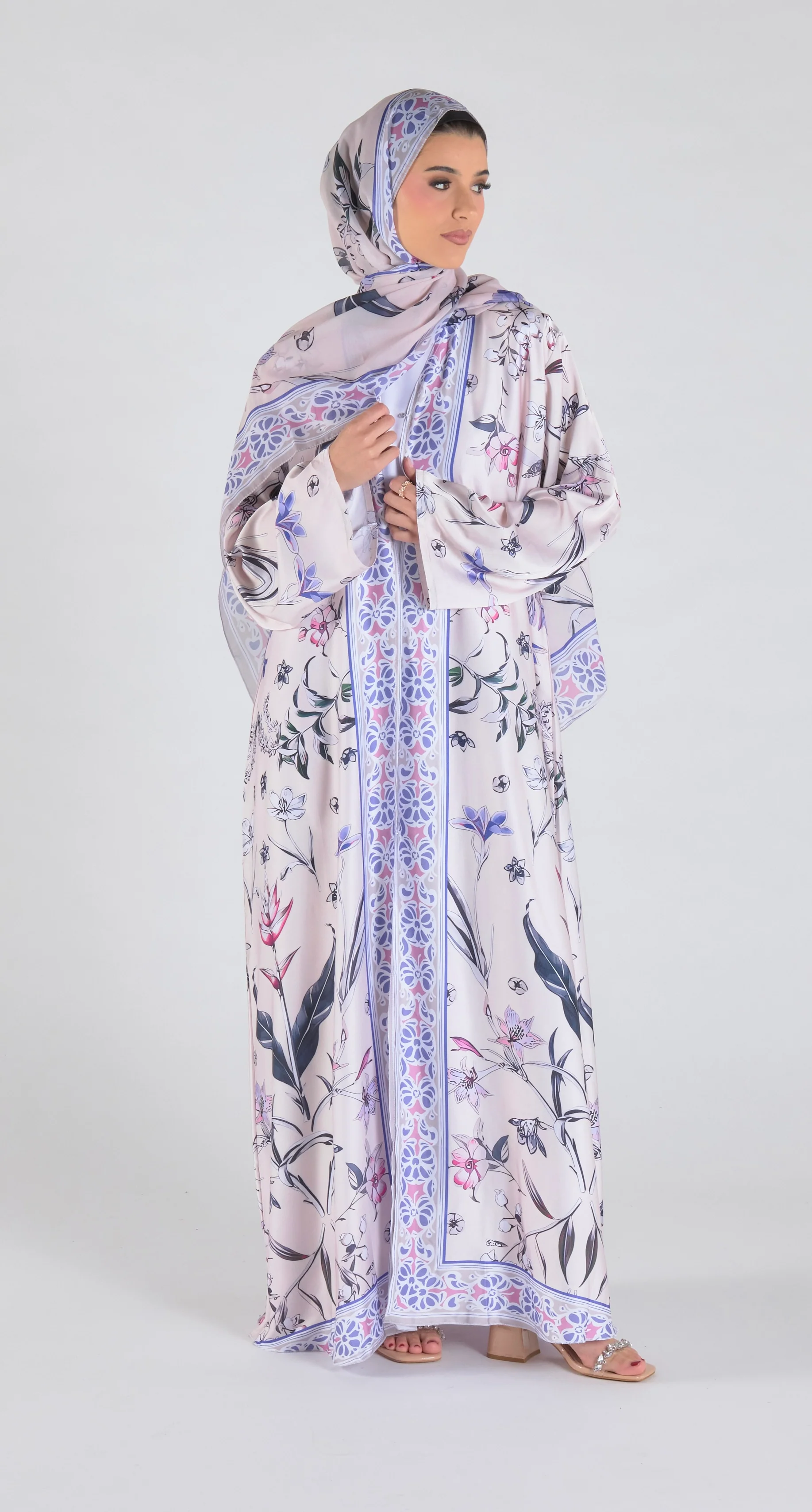 Azure Bloom Abaya - Off White - Image 2